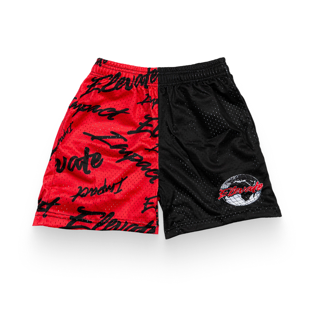 Elevate Shorts - Black/Red Split
